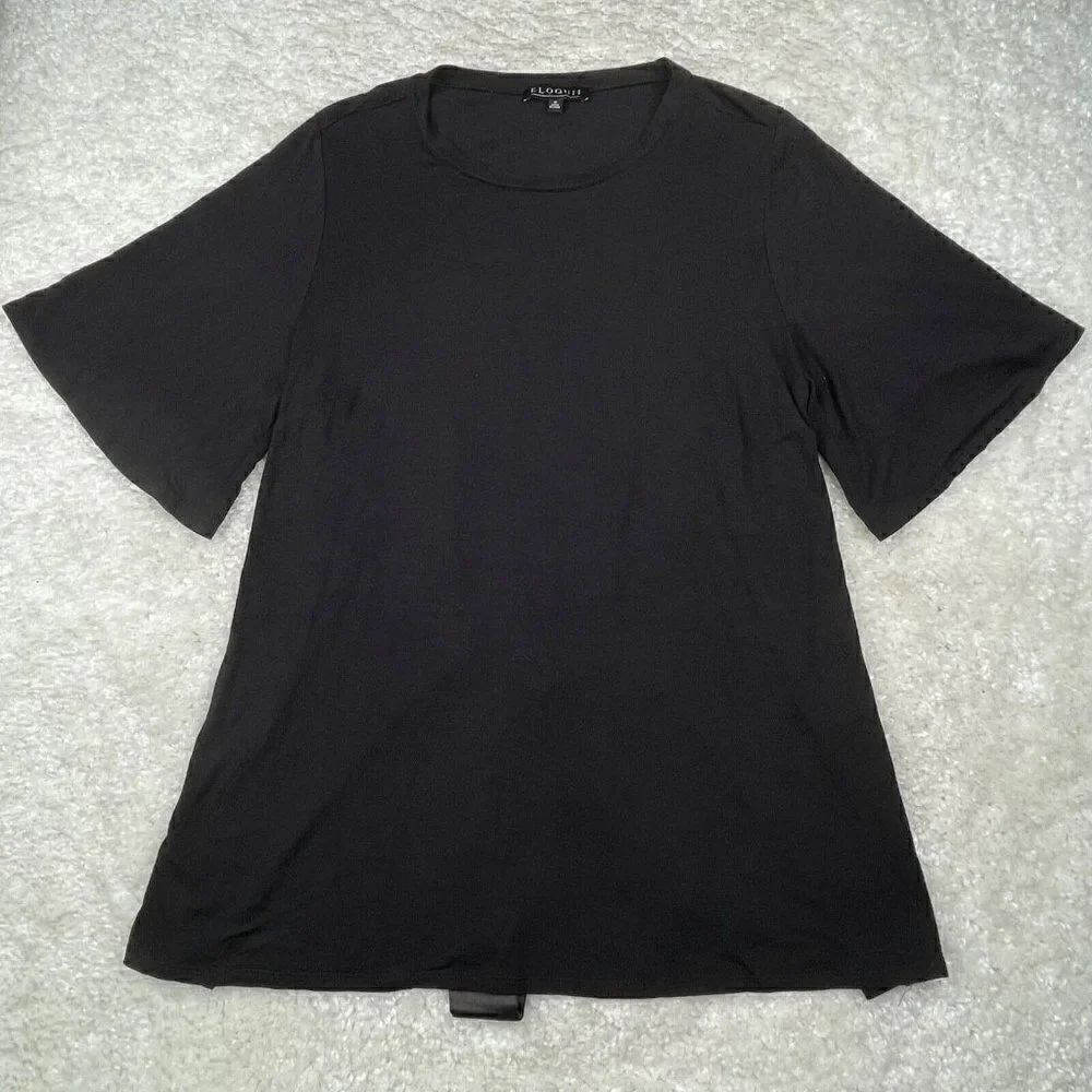 Eloquii Black Ribbon Tie Blouse Top 18 Plus